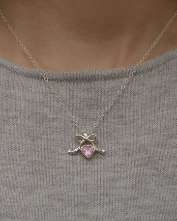 Baby pink bow necklace