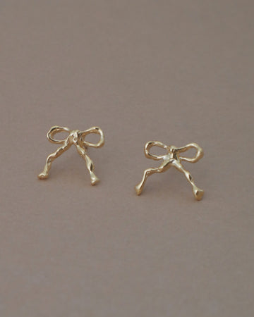 Gold bow earrings ＃01