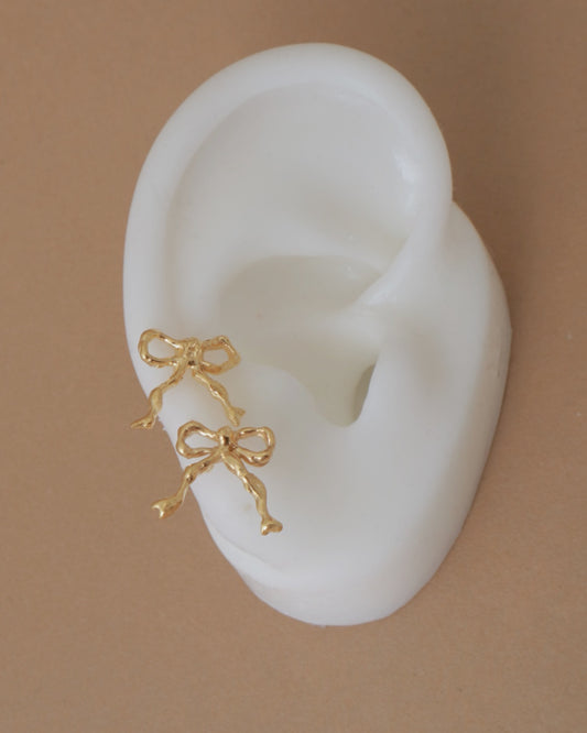 Gold bow earrings ＃02