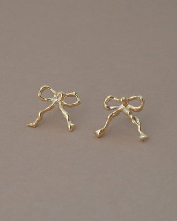 Gold bow earrings ＃02