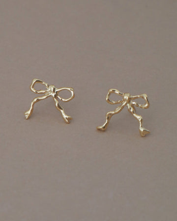 Gold bow earrings ＃03