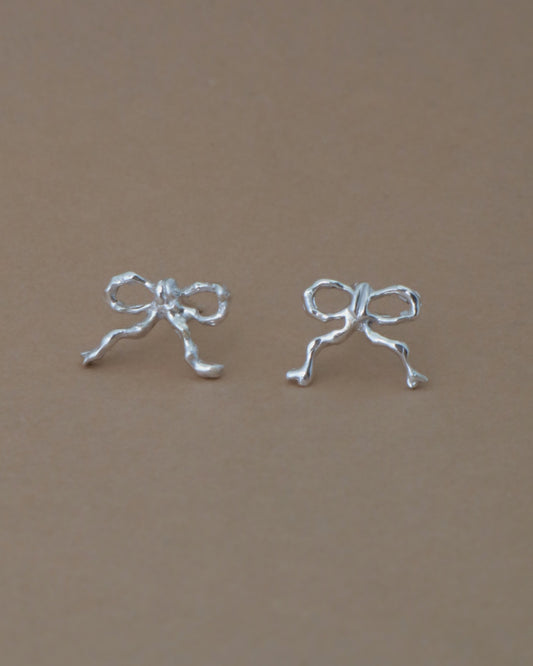 Silver bow earrings ＃01