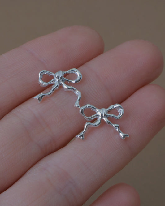 Silver bow earrings ＃02