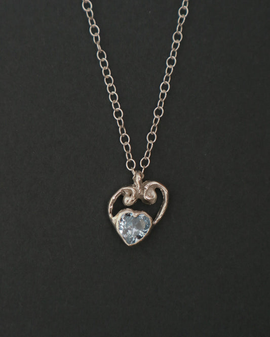 Sky blue double heart necklace