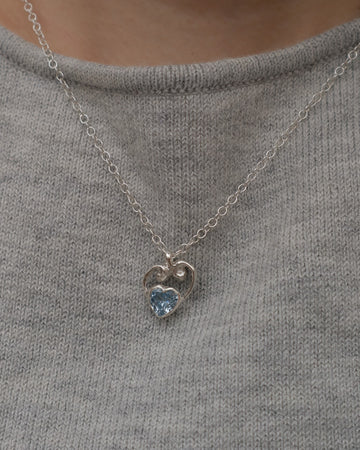 Sky blue double heart necklace